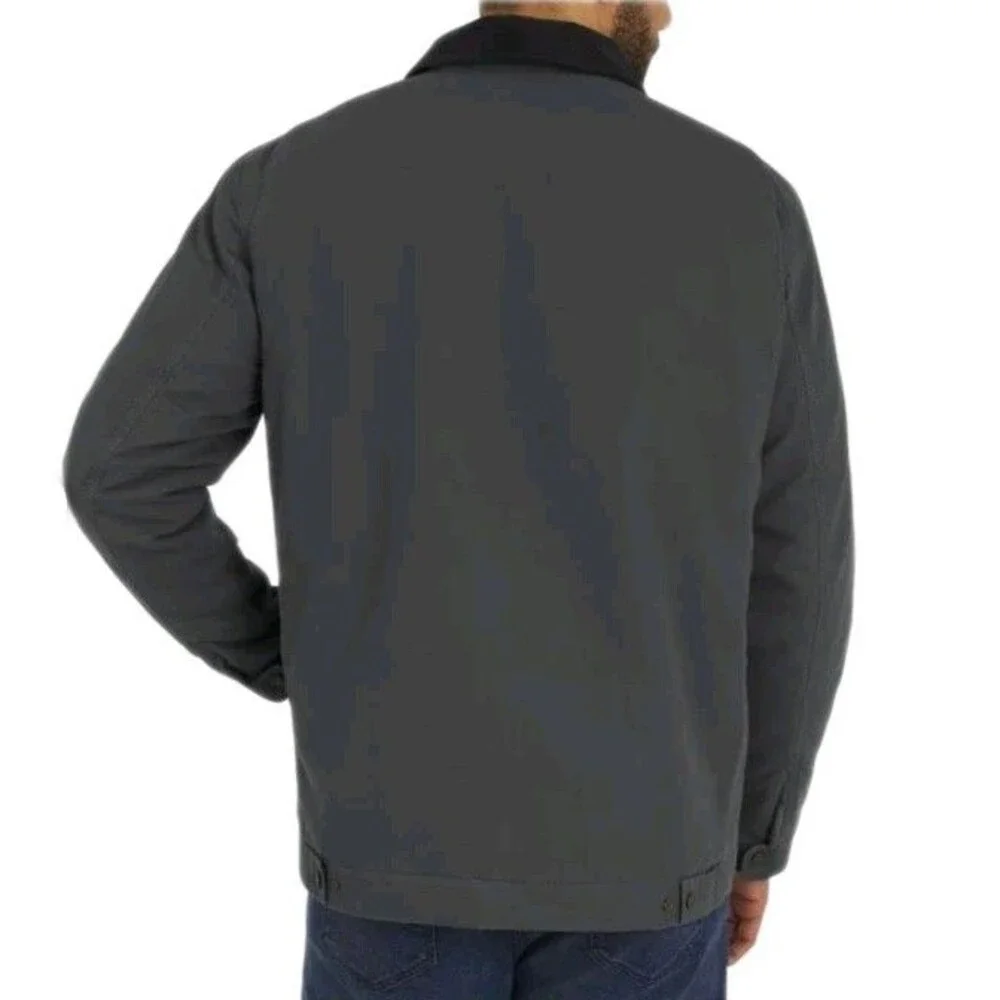 Wrangler Mens Jacket Gray Workwear Full-Zip Pockets Cotton Lined Midweight Small